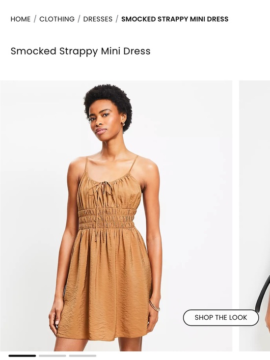 LOFT Dresses & Skirts - LOFT Camel Smocked Strappy Mini Dress
